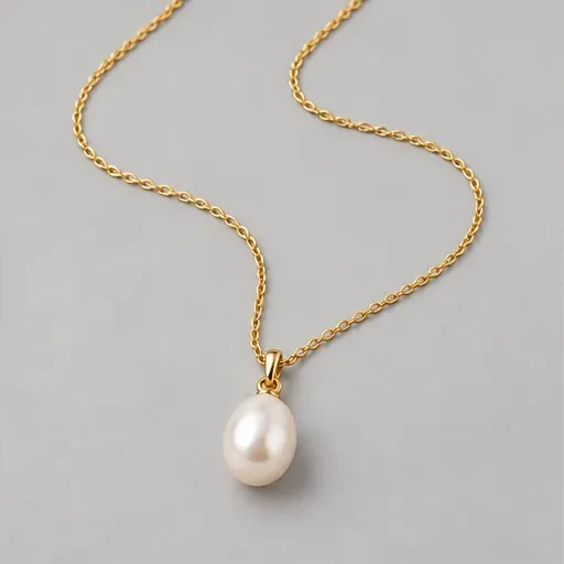 Pearl Drop Necklace — overhead