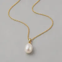 Pearl Drop Necklace — overhead