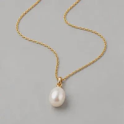 Pearl Drop Necklace — overhead