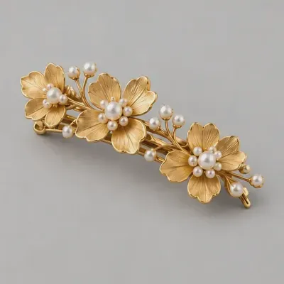 Petal Pearl Barrette — overhead